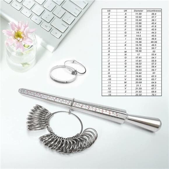 Ring Sizer Measuring Tool Metal Ring Mandrel Ring Gauge 1-13 Size with Half Size - Picture 6 of 7